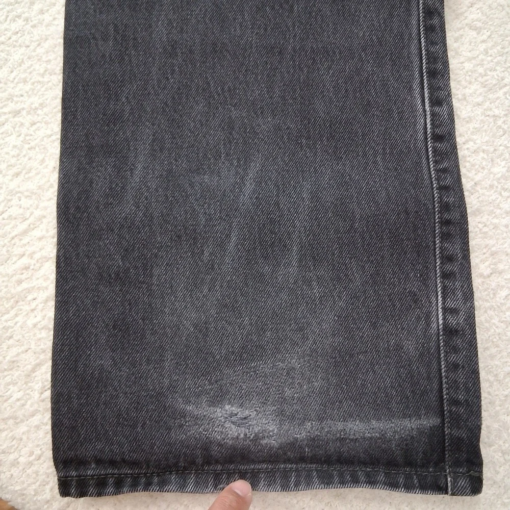 Levis 501 Button Fly Black Jeans 42x32 Mens Straight Leg Faded 0660 Denim